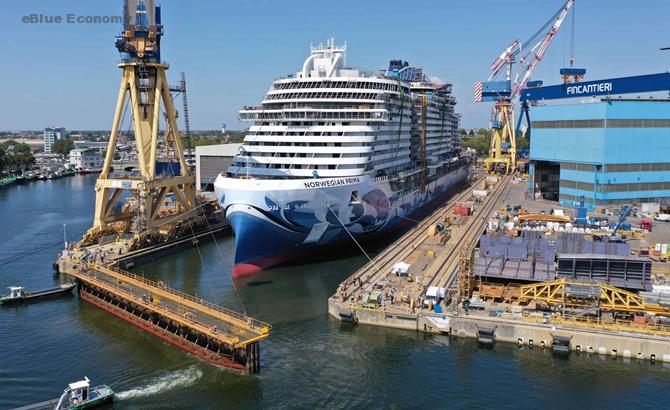 eBlue_economy_Norwegian Cruise Line's new ship Norwegian Prima floats out from her drydock at Fincantieri shipyard