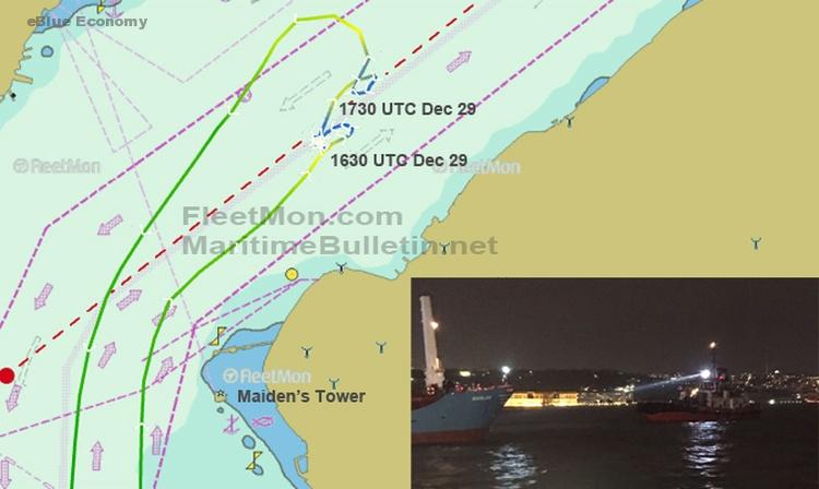 eBlue_economy_Cargo ship disabled near Maiden’s Tower, Bosphorus