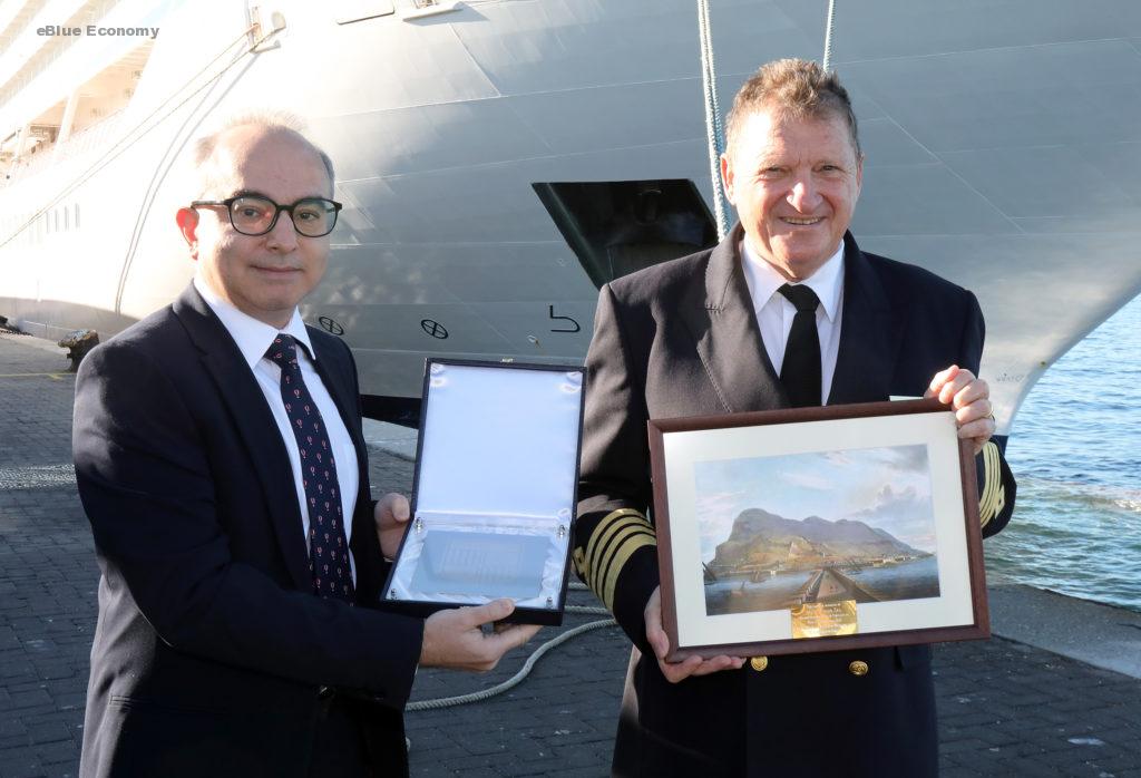 eBlue_economy_Minister Daryanani welcomes the MV Viking Sea on its inaugural call to Gibralta