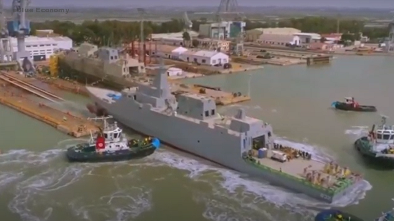eBlue_economy_إسبانيا تنزل إلى المياه سفينة عسكرية جديدة طورتها لصالح السعودية
