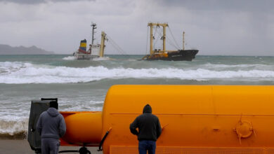 eBlue_economy_Egyptian freighter beached, broke in two in stormy Med