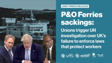 eBlue_economy_P&O Ferries sackings_unions trigger UN investigation over UK’s failure to enforce laws that protect workers