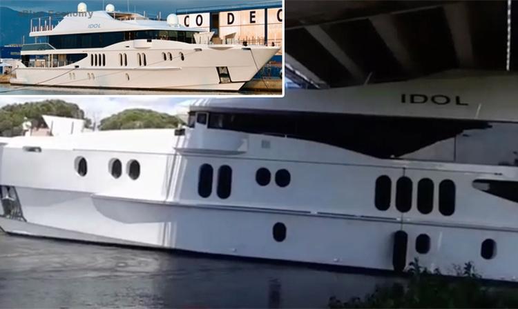 eBlue_economy_Luxury 59-meter yacht collided with bridge, Pisa, Italy