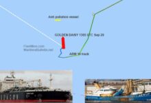 eBlue_economy_Dutch fishing vessel struck anchored tanker, oil leak, Netherlands UPDATE pics