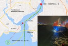 eBlue_economy_Georgian container ship disabled in Bosphorus